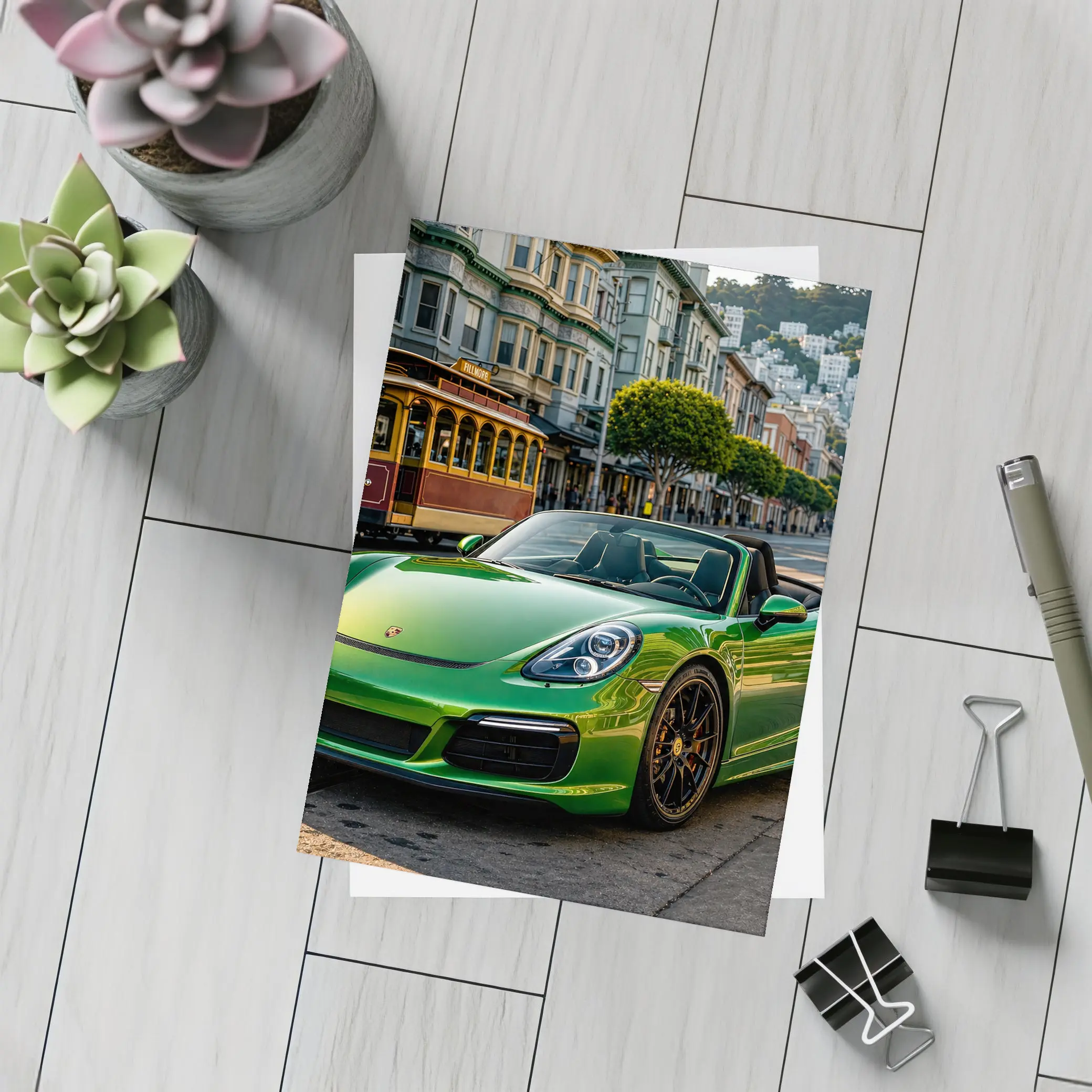 Green Porsche Boxster San Francisco City Streets – Postcards