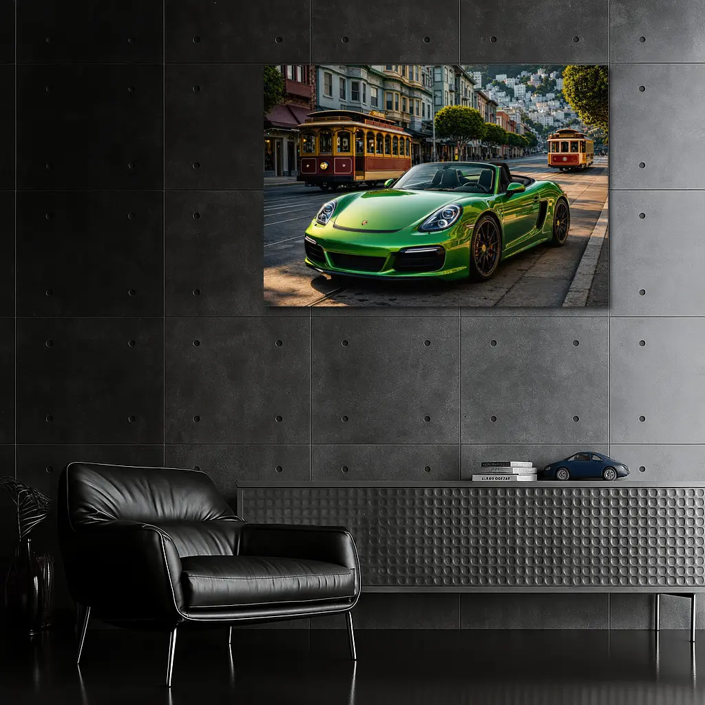Green Porsche Boxster San Francisco City Streets – Wall Art