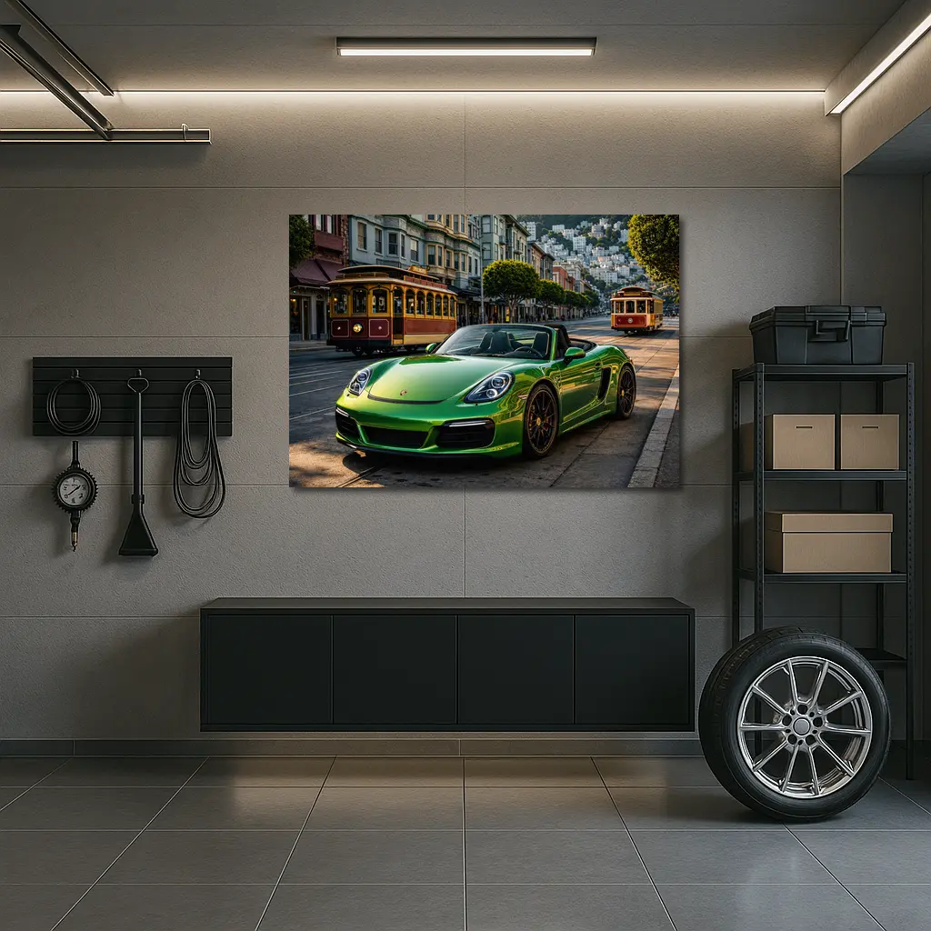 Green Porsche Boxster San Francisco City Streets – Wall Art