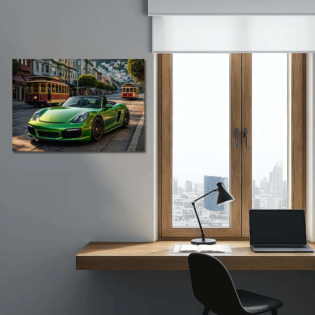 Green Porsche Boxster San Francisco City Streets – Wall Art