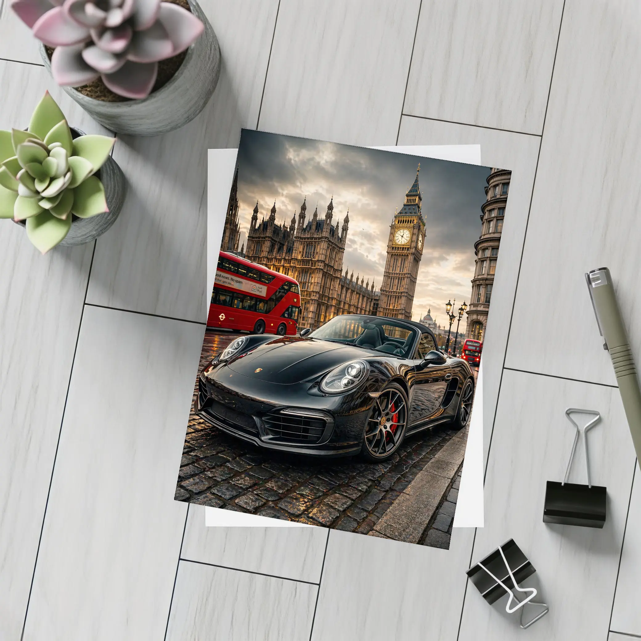 Porsche Boxster Black Big Ben London – Postcards