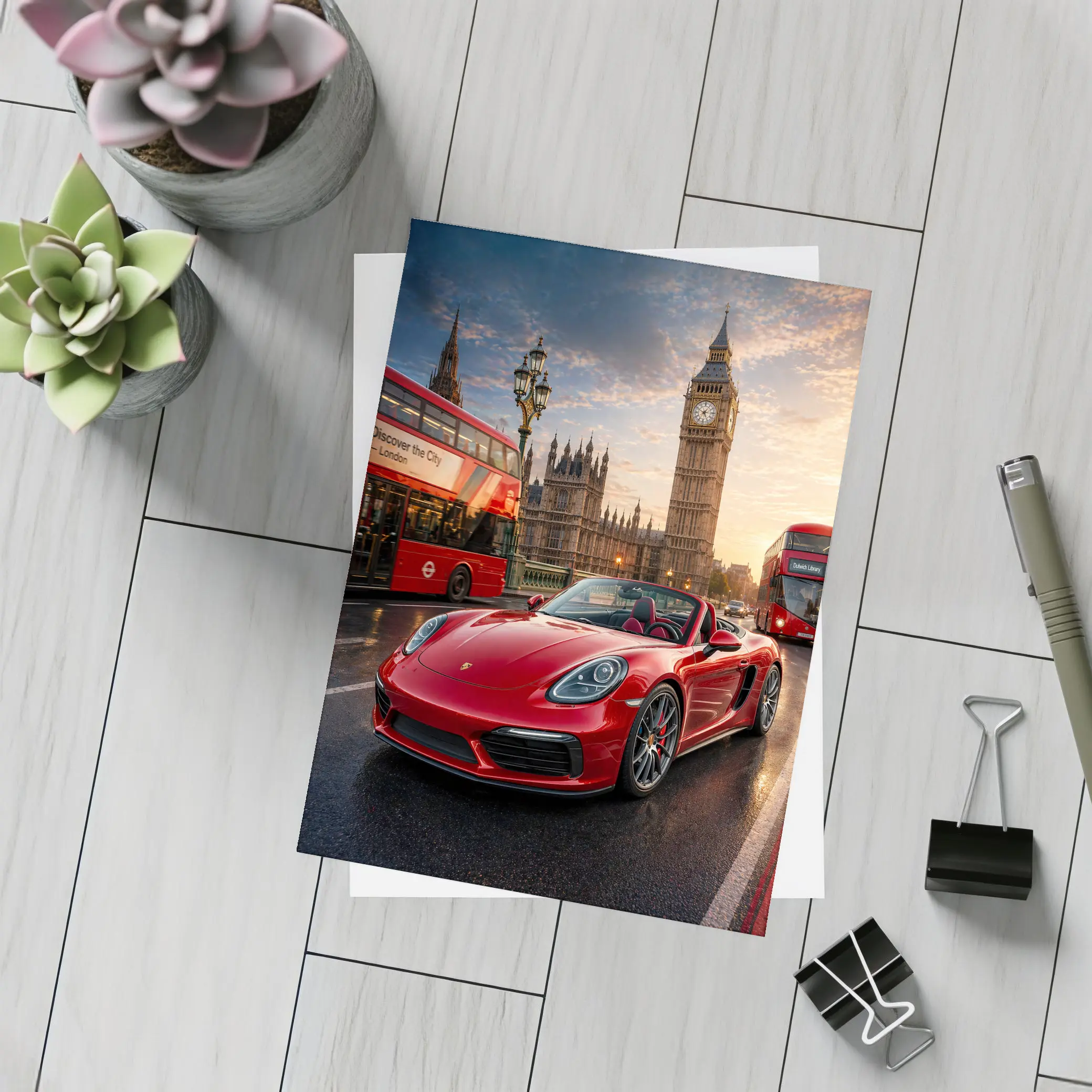 Porsche Boxster Red London Big Ben – Postcards