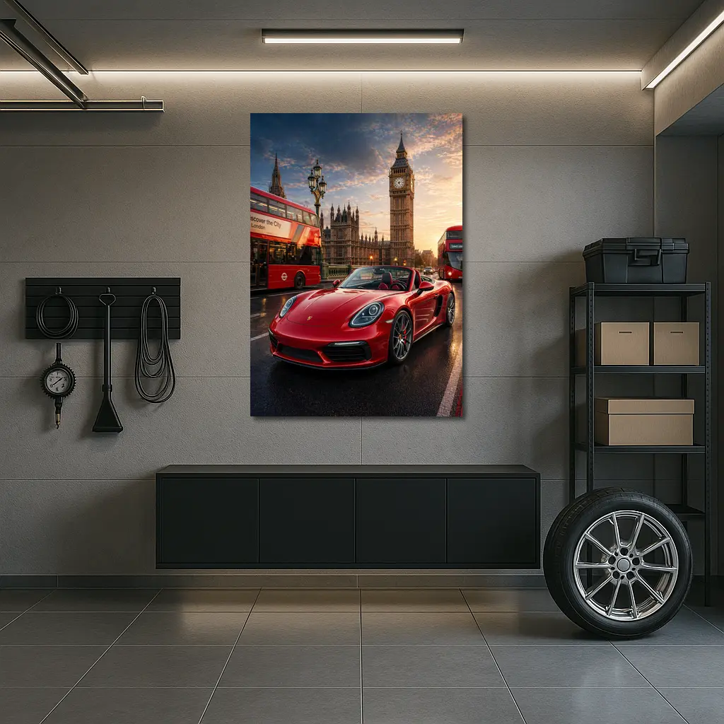 Porsche Boxster Red London Big Ben – Wall Art