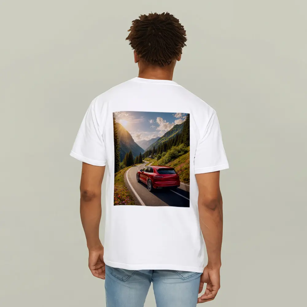 Porsche Cayenne Red Mountain Alpine Road – T-Shirts