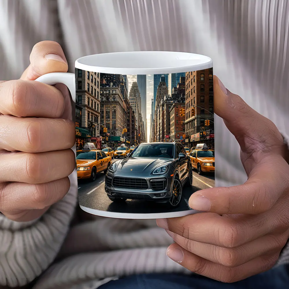 Porsche Cayenne Cruising New York City Streets – Mugs