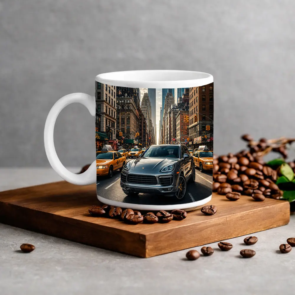 Porsche Cayenne Cruising New York City Streets – Mugs