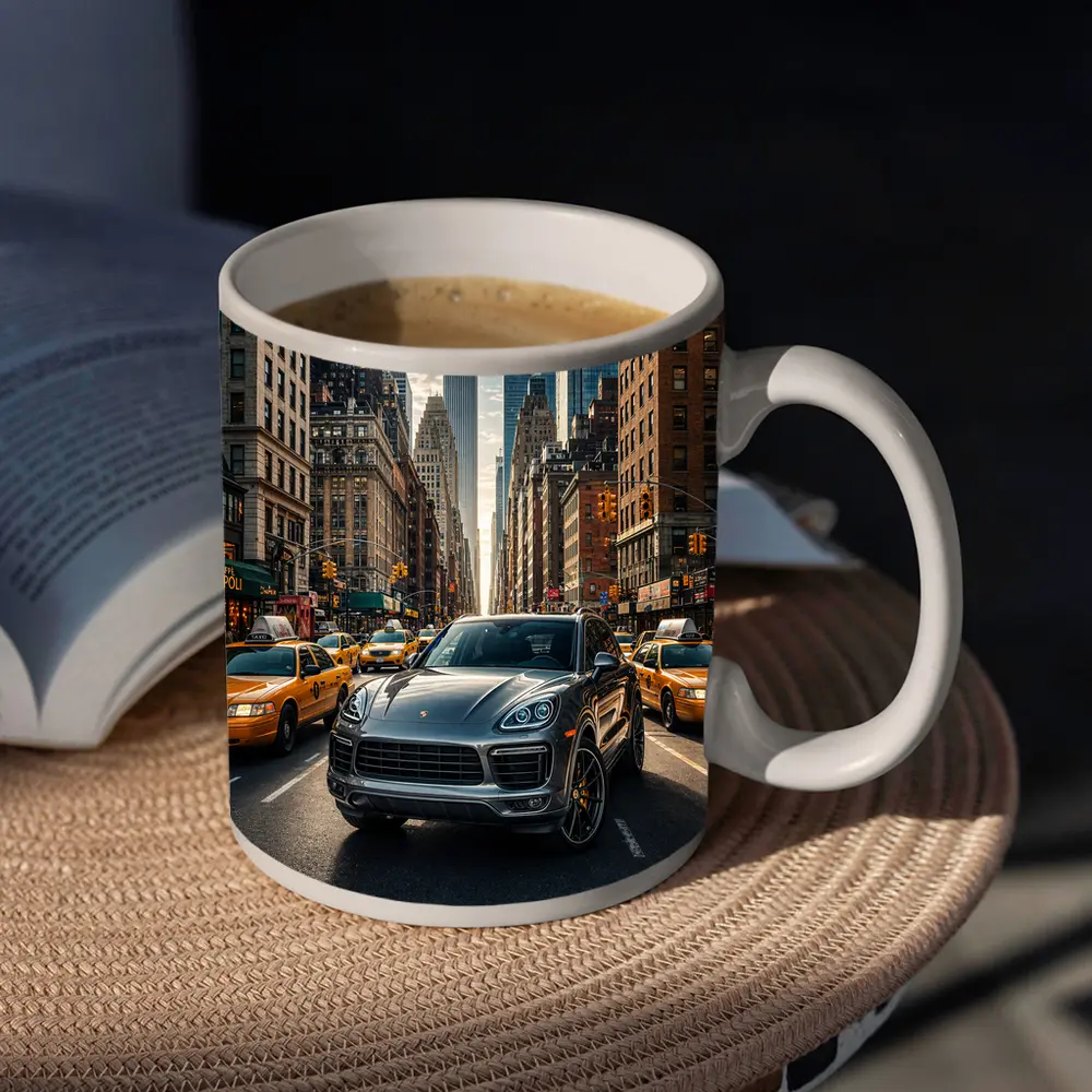 Porsche Cayenne Cruising New York City Streets – Mugs