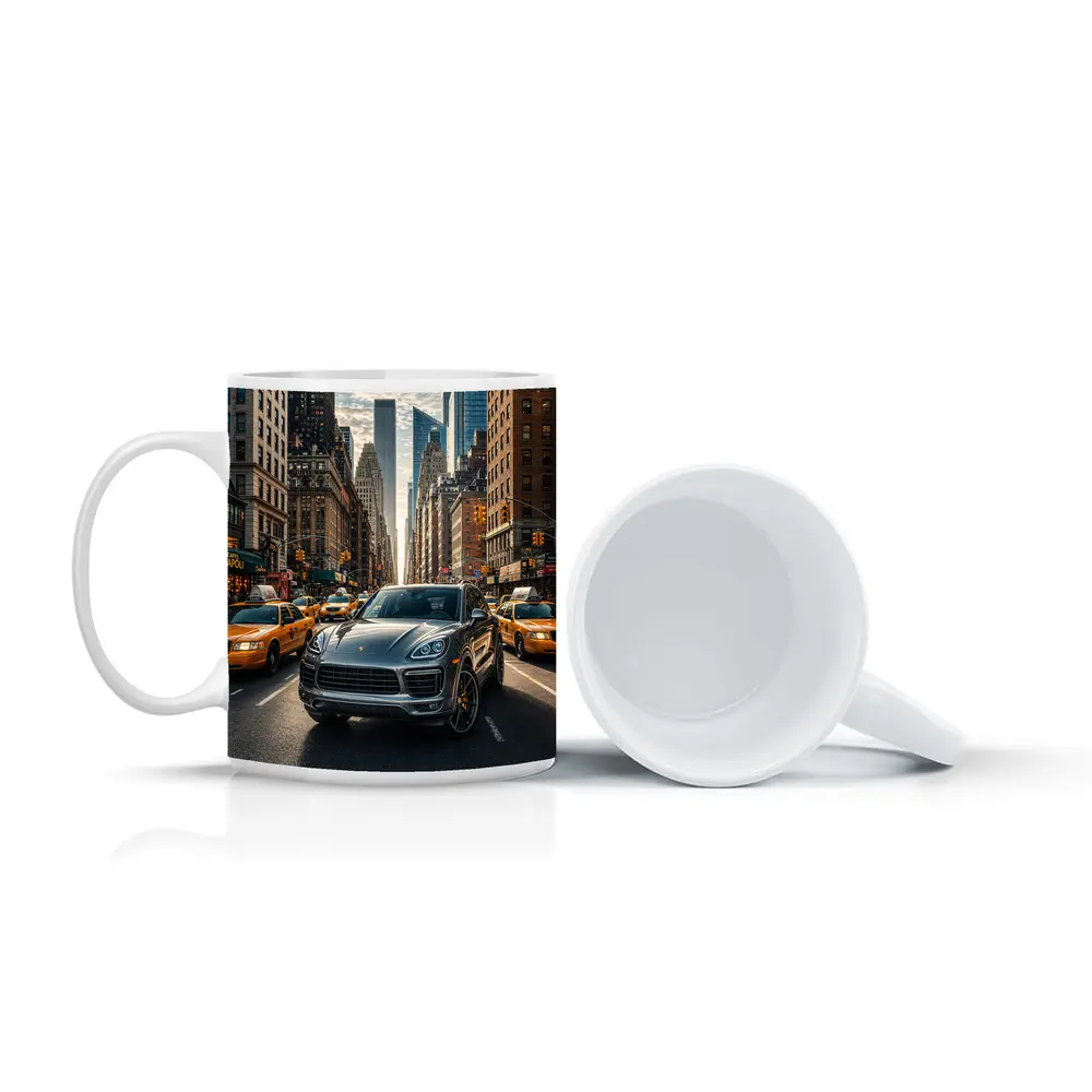 Porsche Cayenne Cruising New York City Streets – Mugs