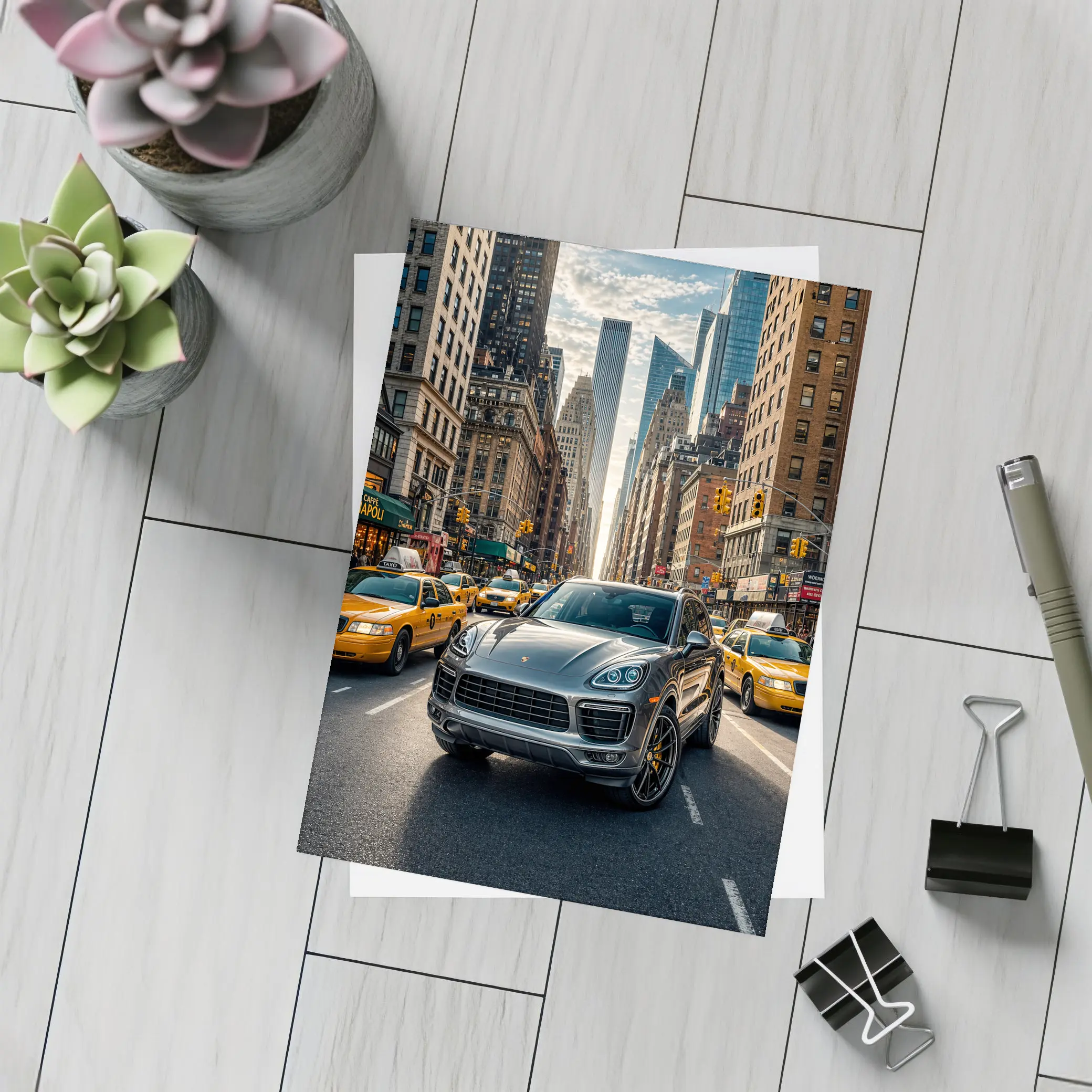 Porsche Cayenne Cruising New York City Streets – Postcards