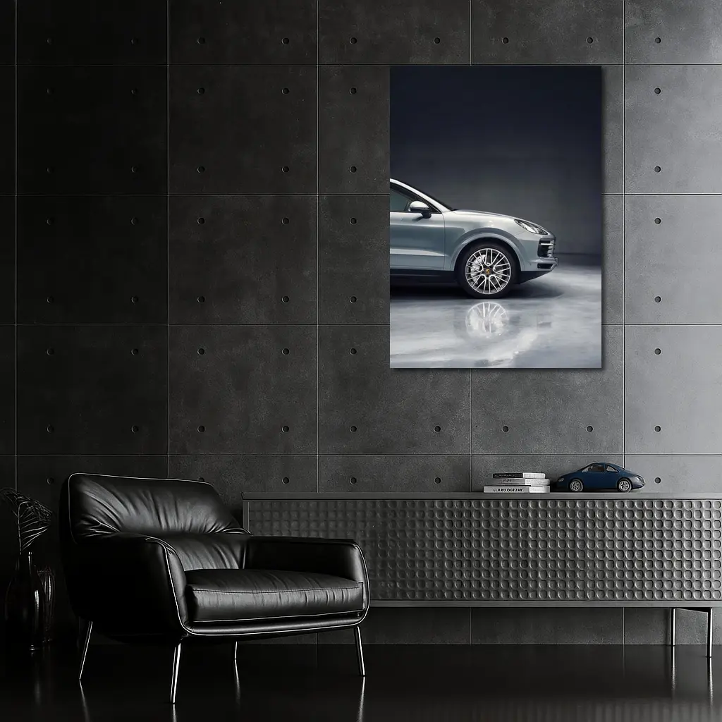Porsche Cayenne Silver Studio Dark Background – Wall Art