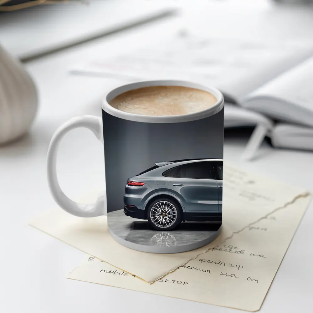 Porsche Cayenne Coupe Gray Studio Shot – Mugs