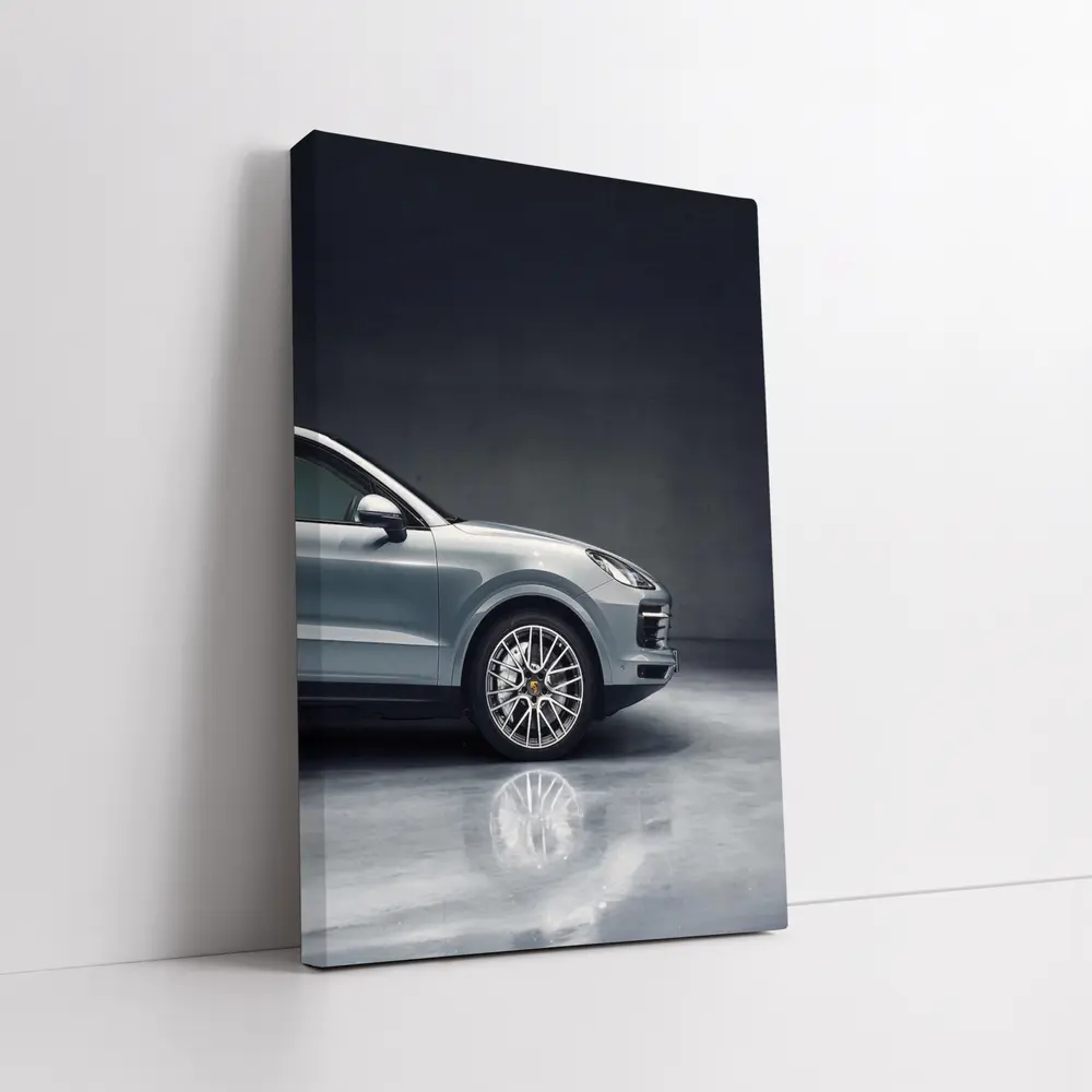Porsche Cayenne Silver Studio Dark Background – Wall Art