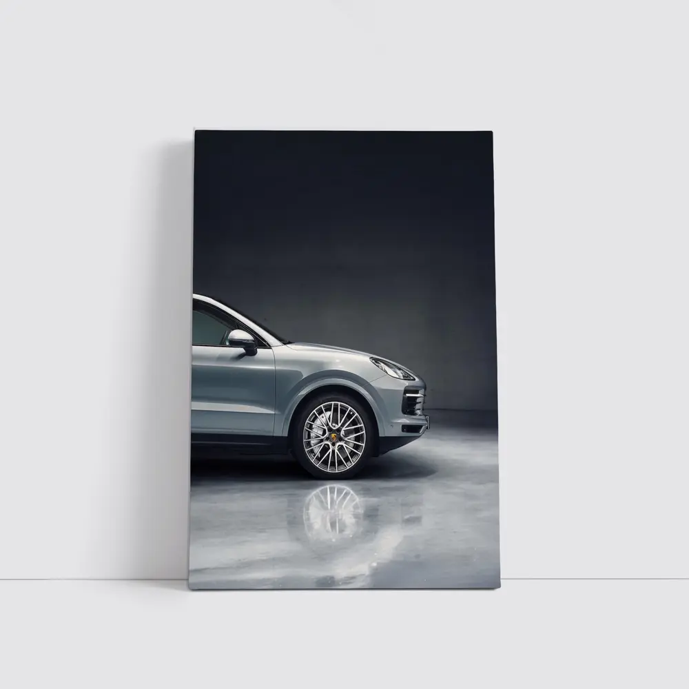 Porsche Cayenne Silver Studio Dark Background – Wall Art