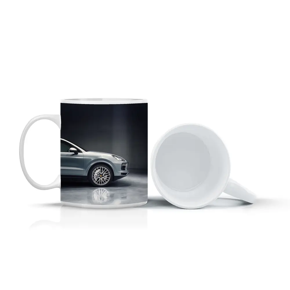 Porsche Cayenne Silver Studio Dark Background – Mugs