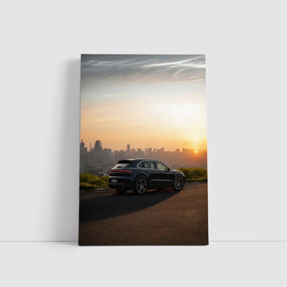 Porsche Cayenne City Skyline Sunset View – Wall Art