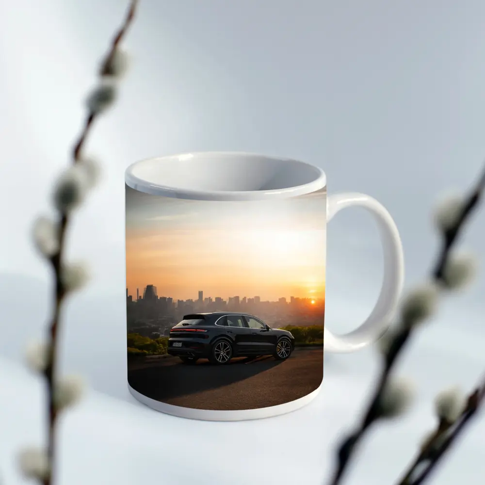Porsche Cayenne City Skyline Sunset View – Mugs