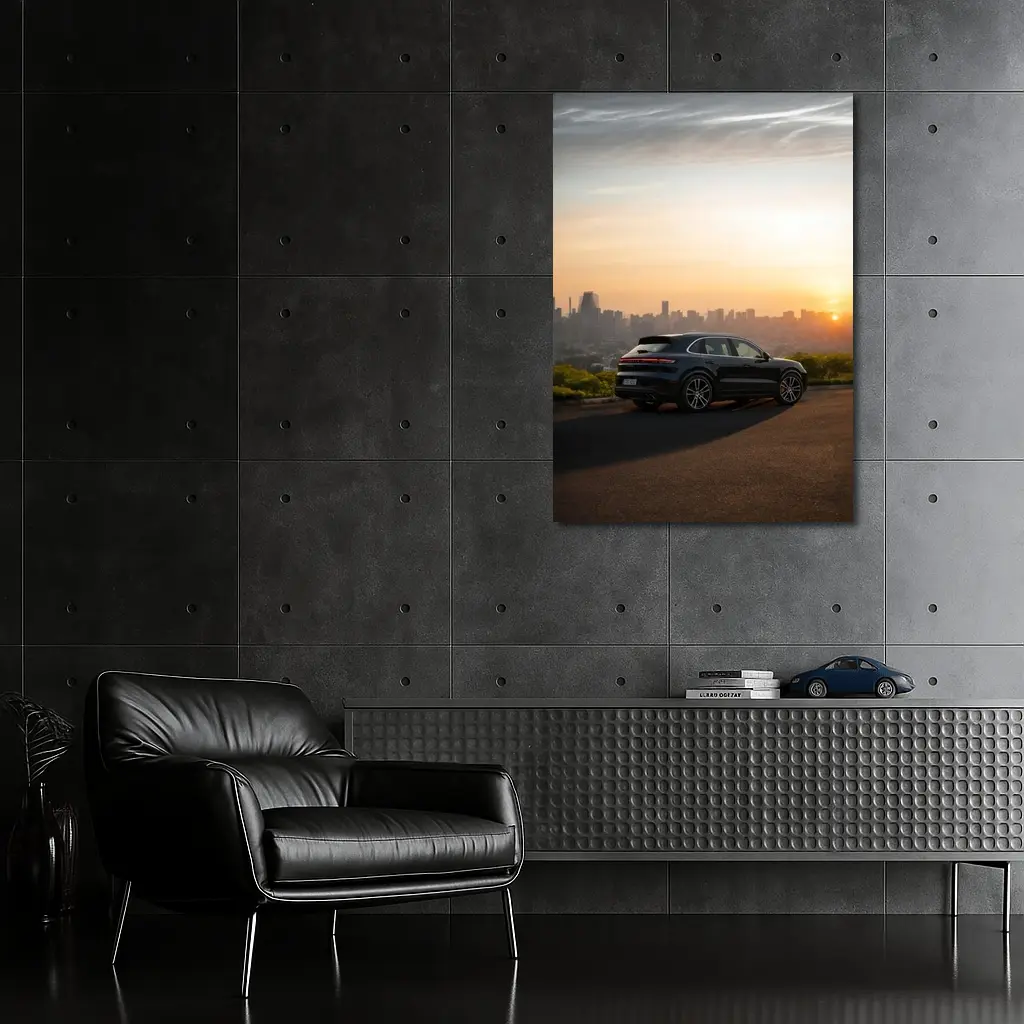 Porsche Cayenne City Skyline Sunset View – Wall Art