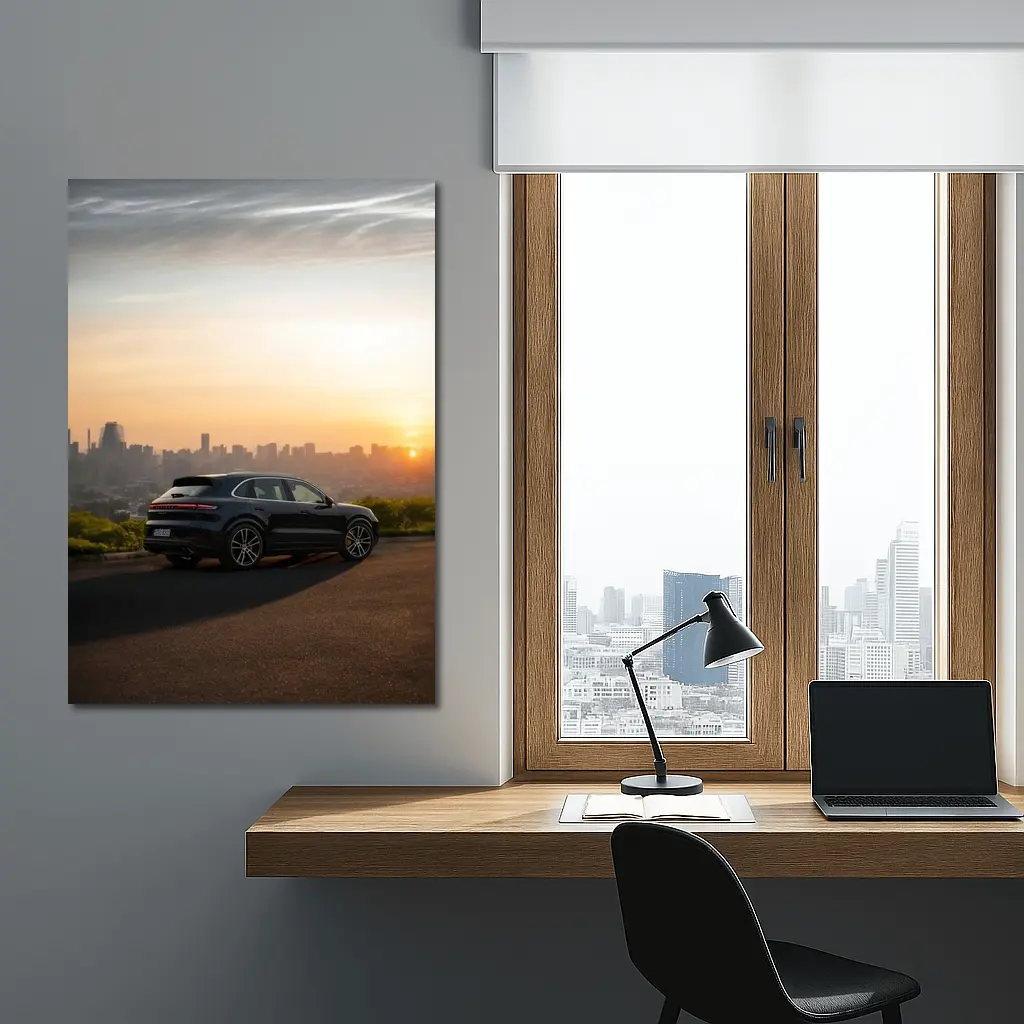 Porsche Cayenne City Skyline Sunset View – Wall Art