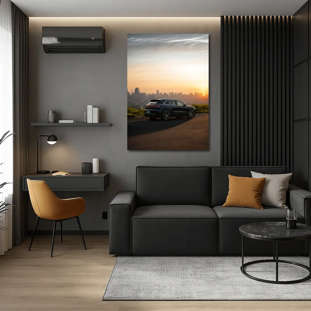 Porsche Cayenne City Skyline Sunset View – Wall Art