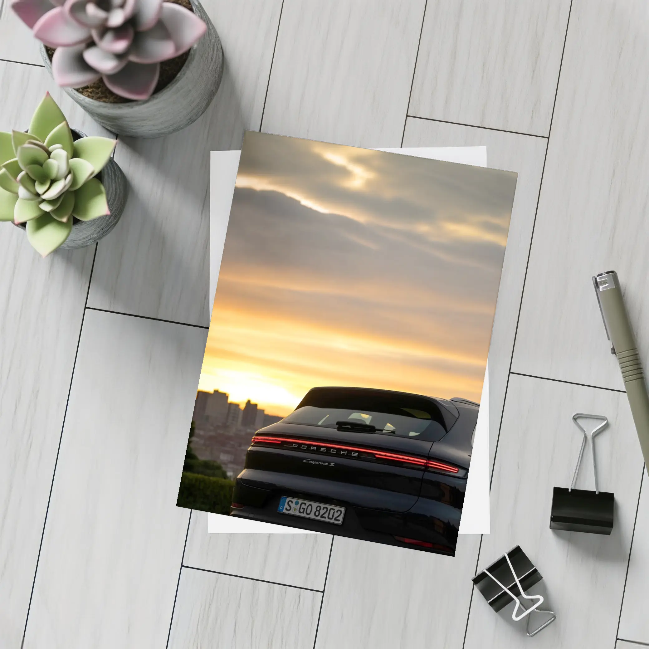 Porsche Cayenne S City Sunset Sky – Postcards