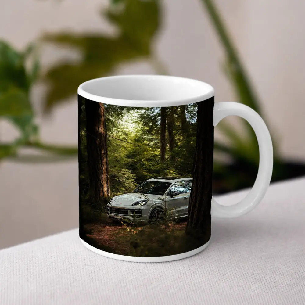 Porsche Cayenne S Silver Forest Trees – Mugs