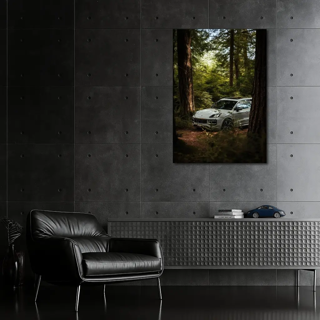 Porsche Cayenne S Silver Forest Trees – Wall Art