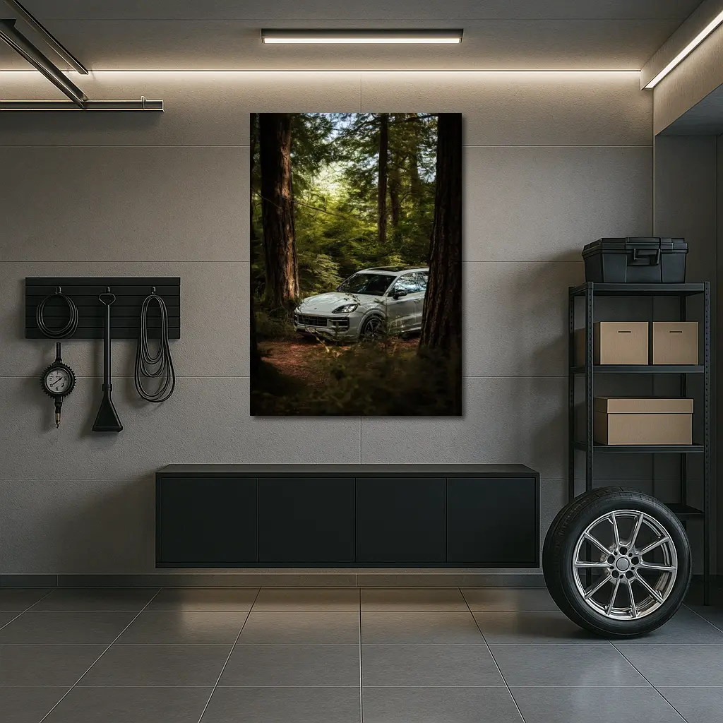 Porsche Cayenne S Silver Forest Trees – Wall Art