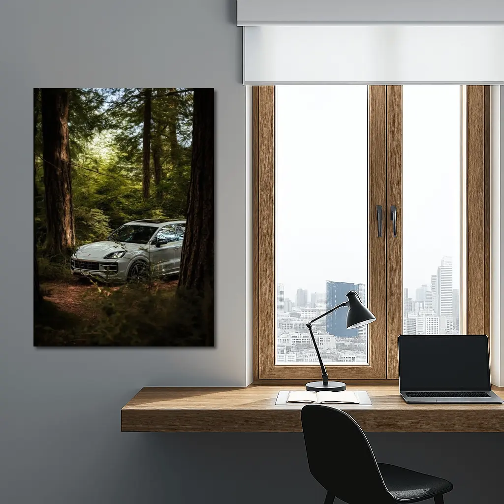 Porsche Cayenne S Silver Forest Trees – Wall Art