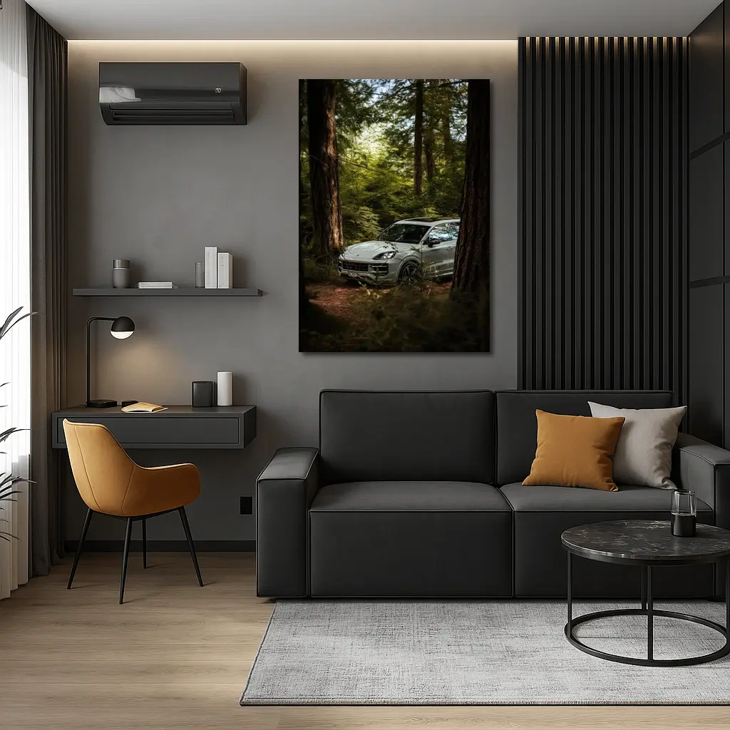 Porsche Cayenne S Silver Forest Trees – Wall Art