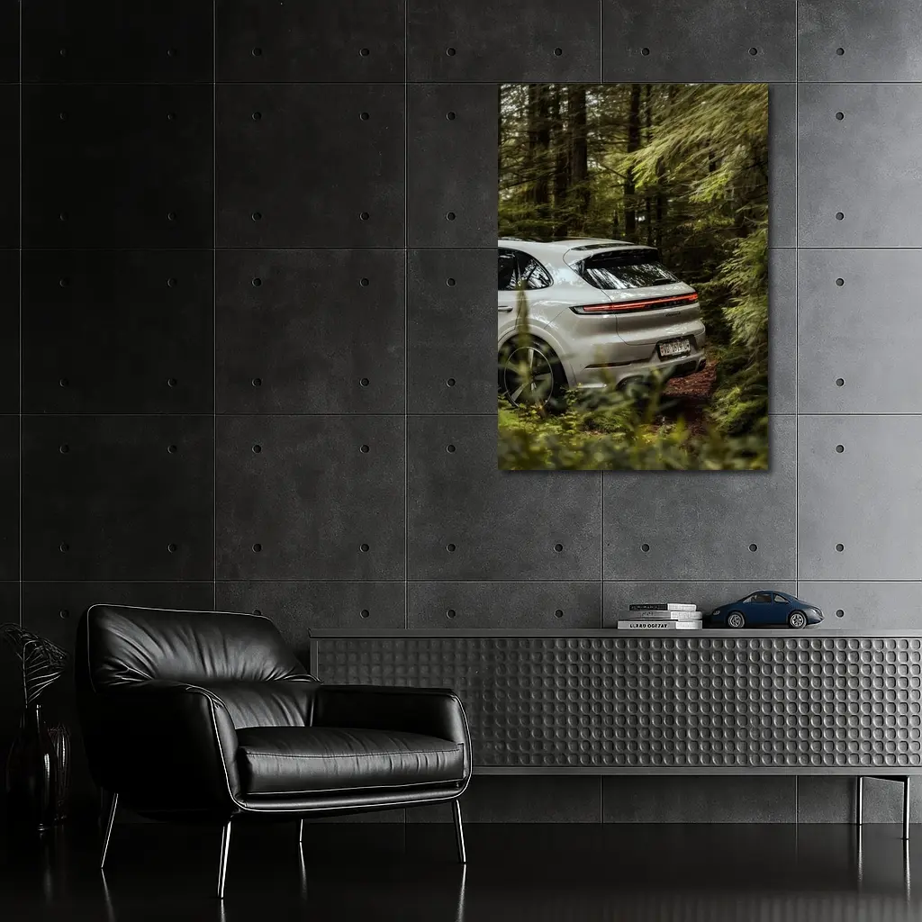 Porsche Cayenne Coupe Silver Forest Setting – Wall Art