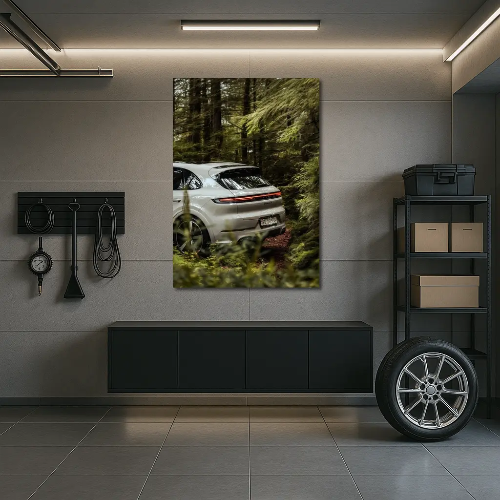 Porsche Cayenne Coupe Silver Forest Setting – Wall Art