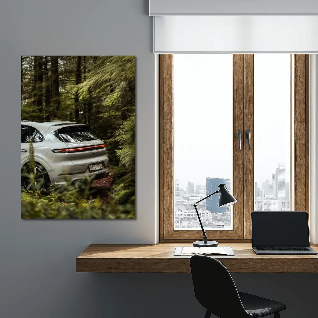 Porsche Cayenne Coupe Silver Forest Setting – Wall Art