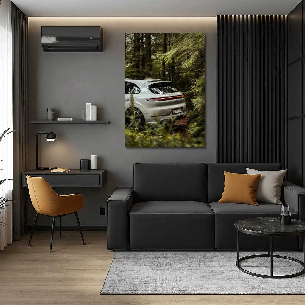 Porsche Cayenne Coupe Silver Forest Setting – Wall Art
