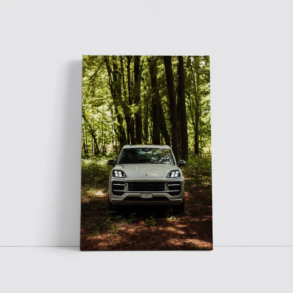 Porsche Cayenne Front View Forest Setting – Wall Art