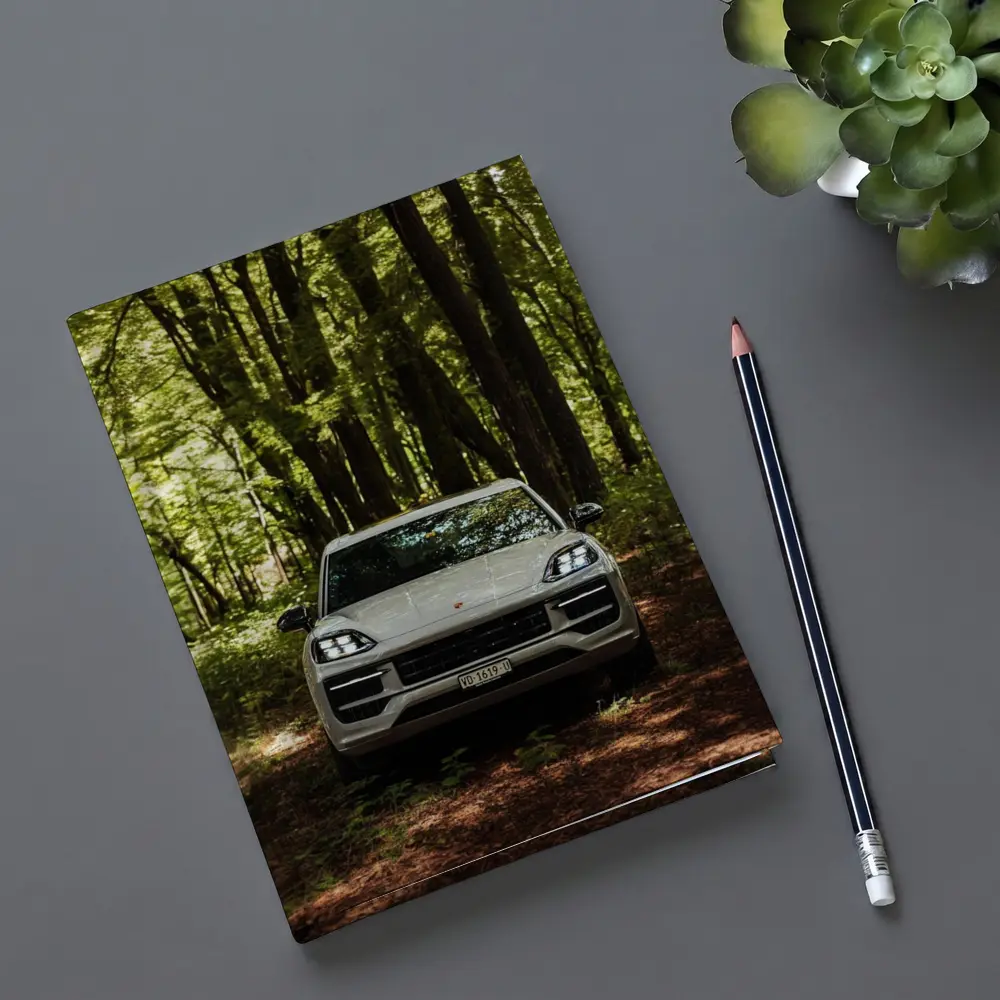 Porsche Cayenne Front View Forest Setting – Notebooks