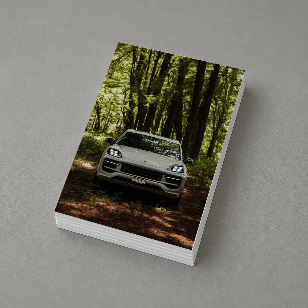 Porsche Cayenne Front View Forest Setting – Postcards