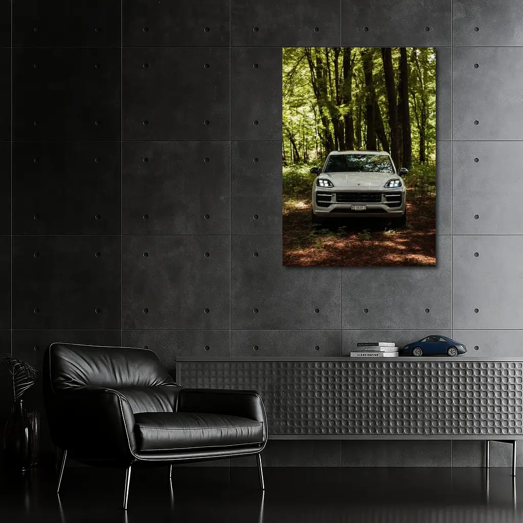 Porsche Cayenne Front View Forest Setting – Wall Art