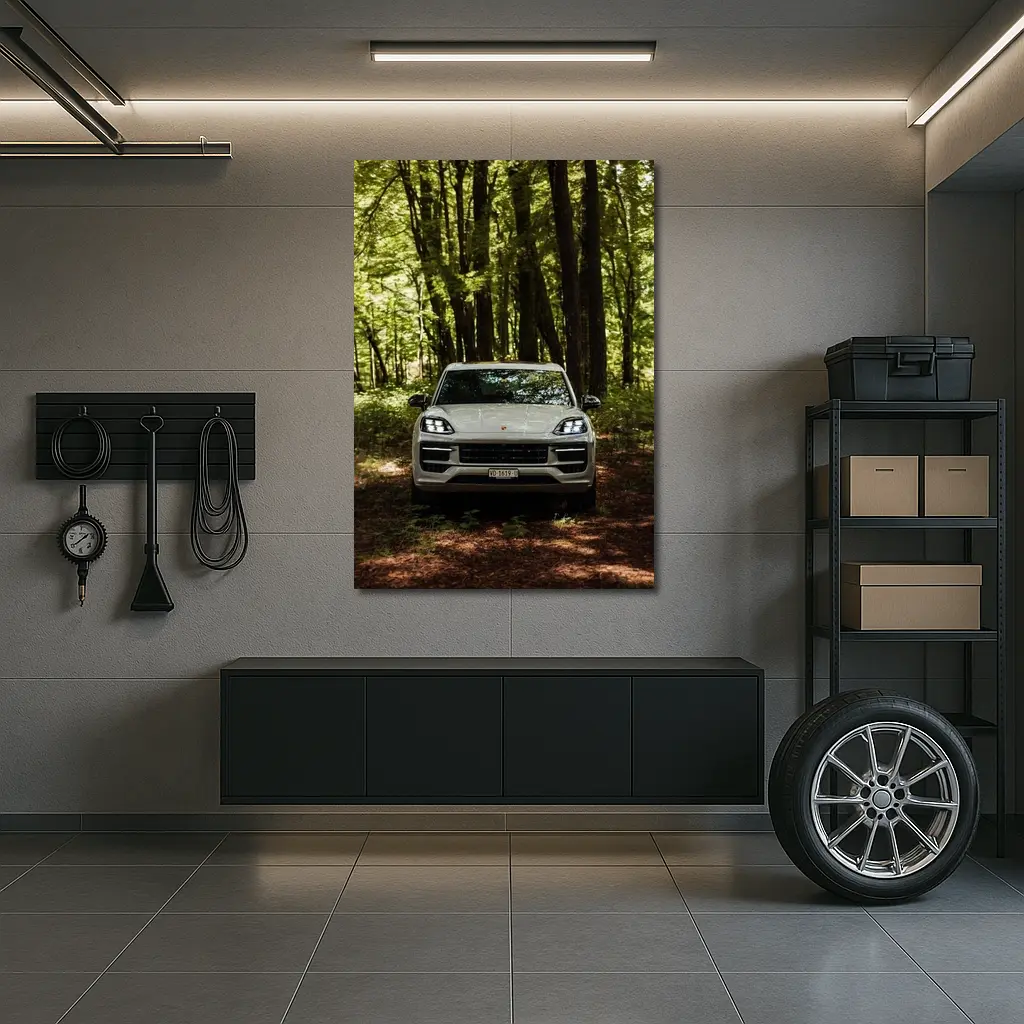 Porsche Cayenne Front View Forest Setting – Wall Art