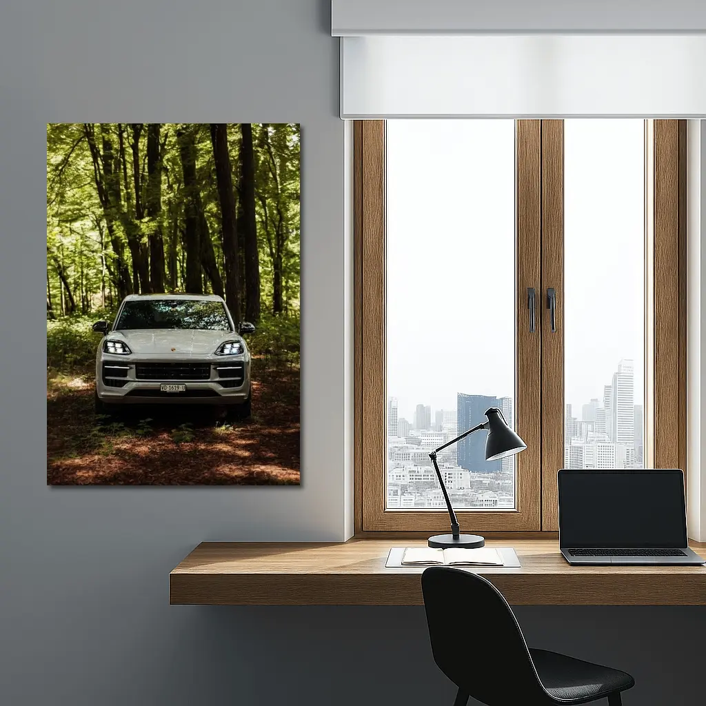 Porsche Cayenne Front View Forest Setting – Wall Art