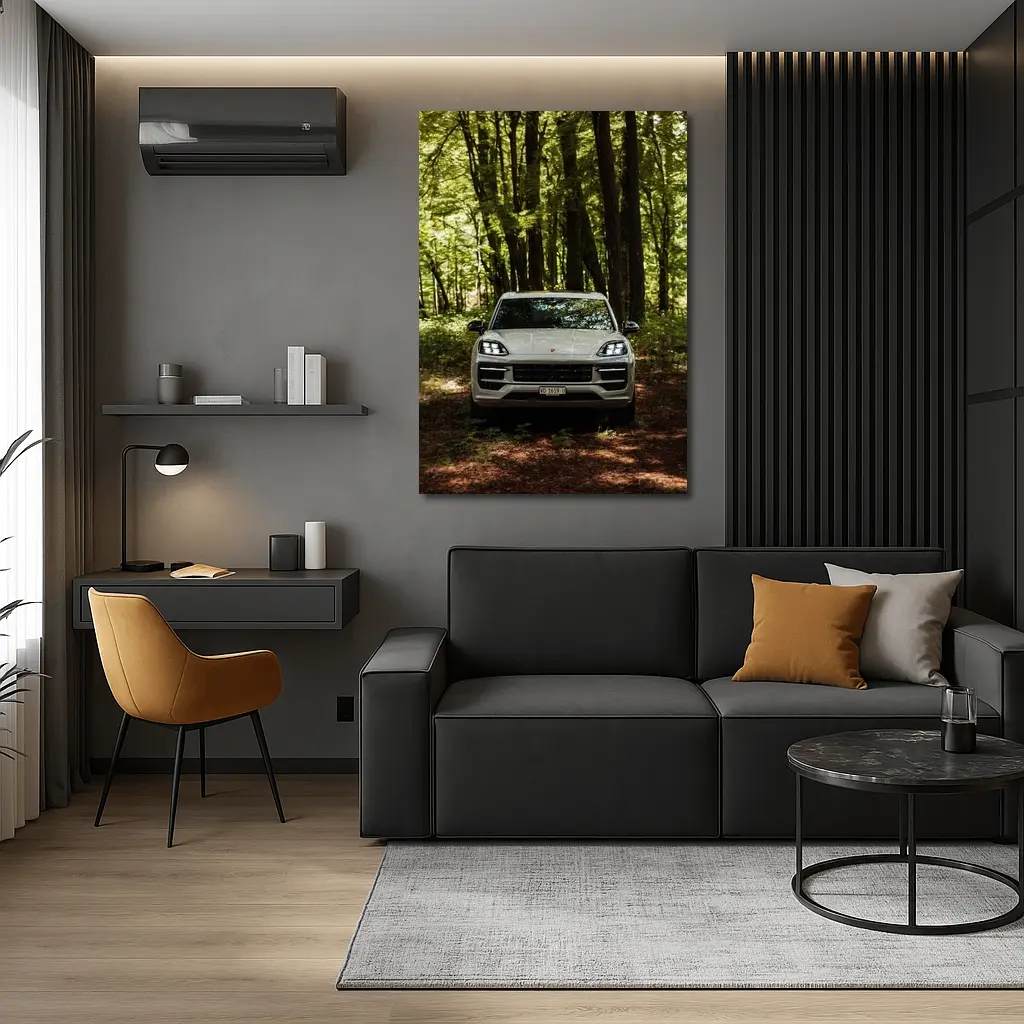 Porsche Cayenne Front View Forest Setting – Wall Art