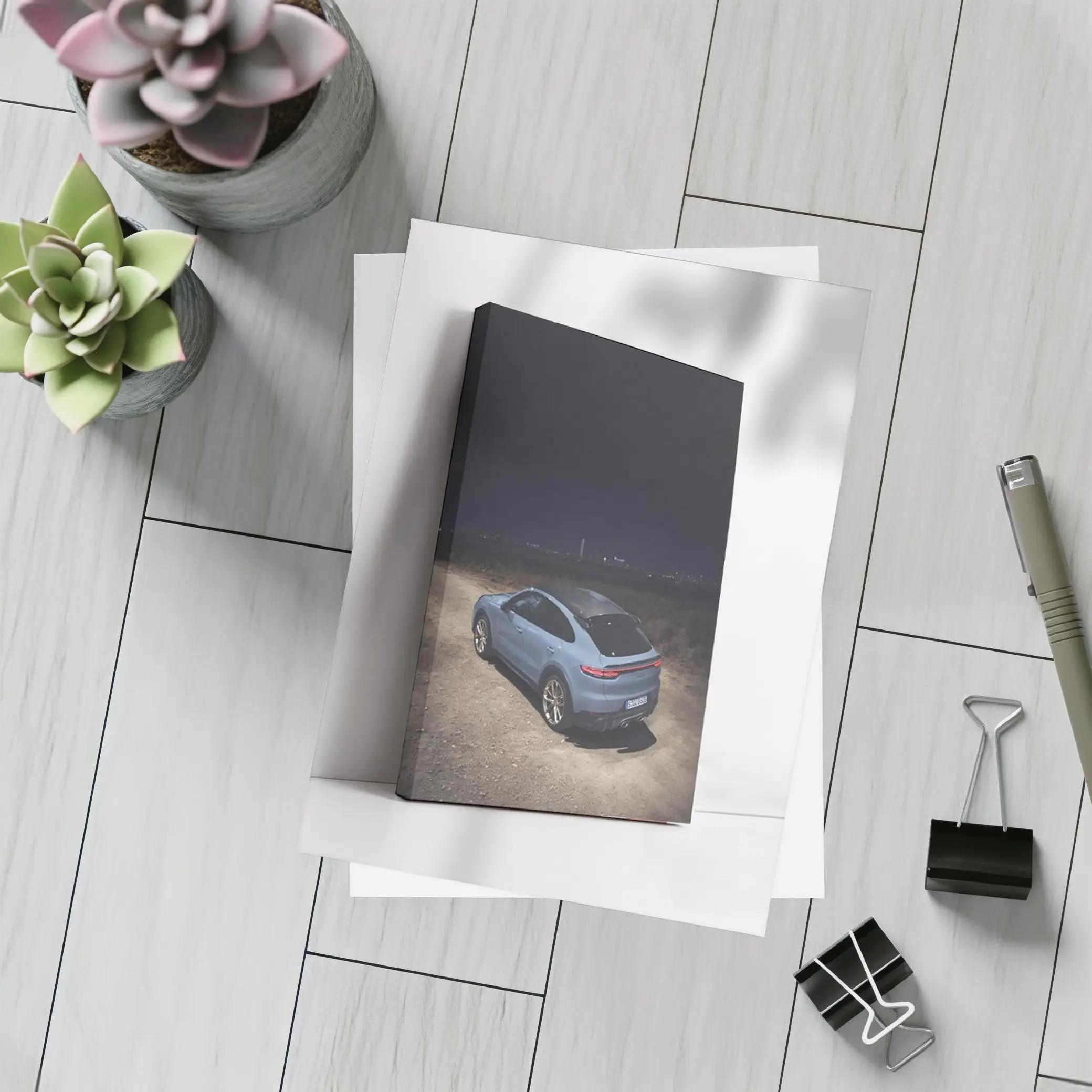 Porsche Cayenne Blue Night City Lights – Postcards