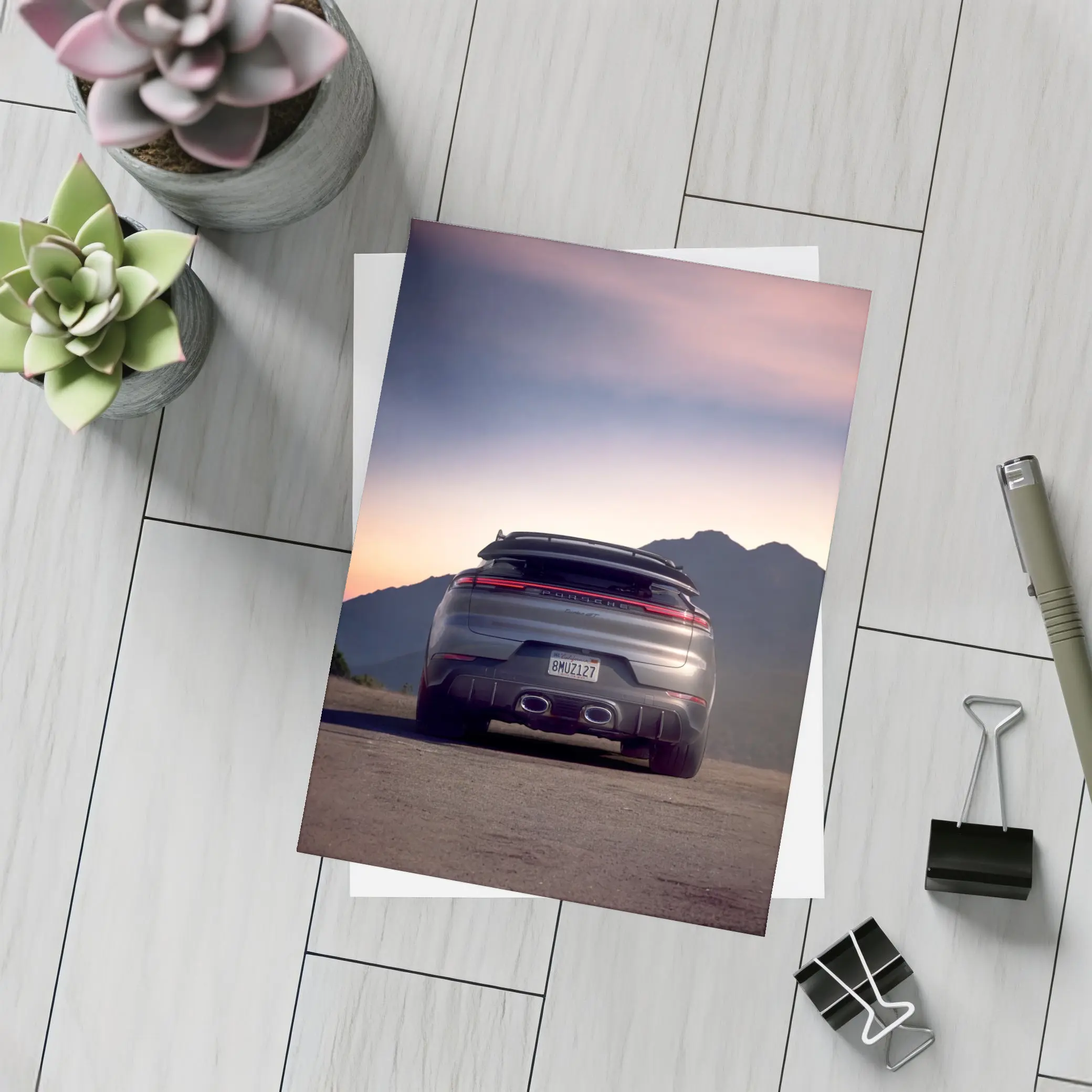 Porsche Cayenne Turbo GT Mountain Sunset Rear – Postcards