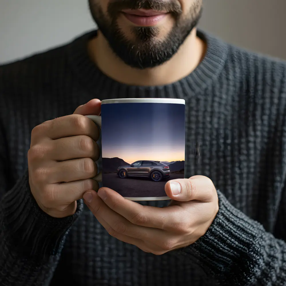 Porsche Cayenne Turbo GT Mountain Sunset Side – Mugs