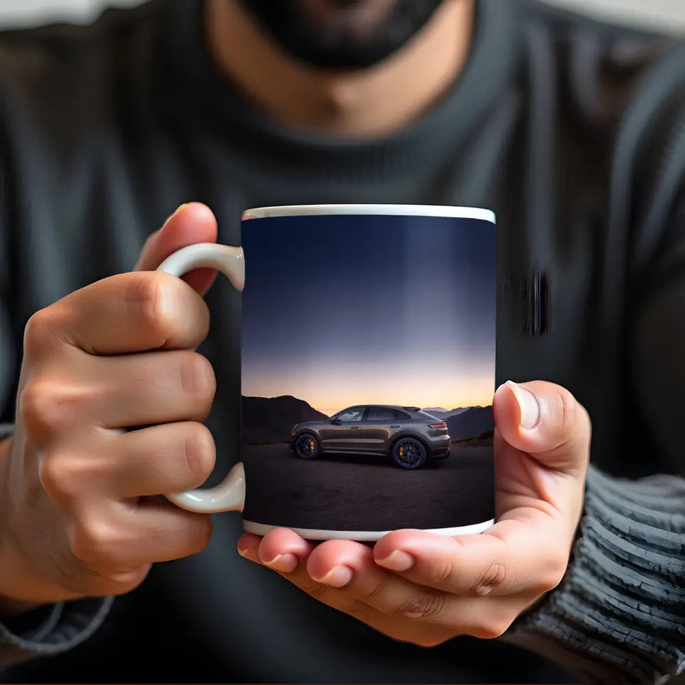 Porsche Cayenne Turbo GT Mountain Sunset Side – Mugs