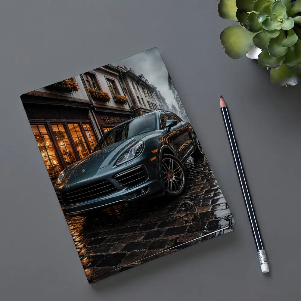 Porsche Cayenne Rainy Cobblestone European Street – Notebooks