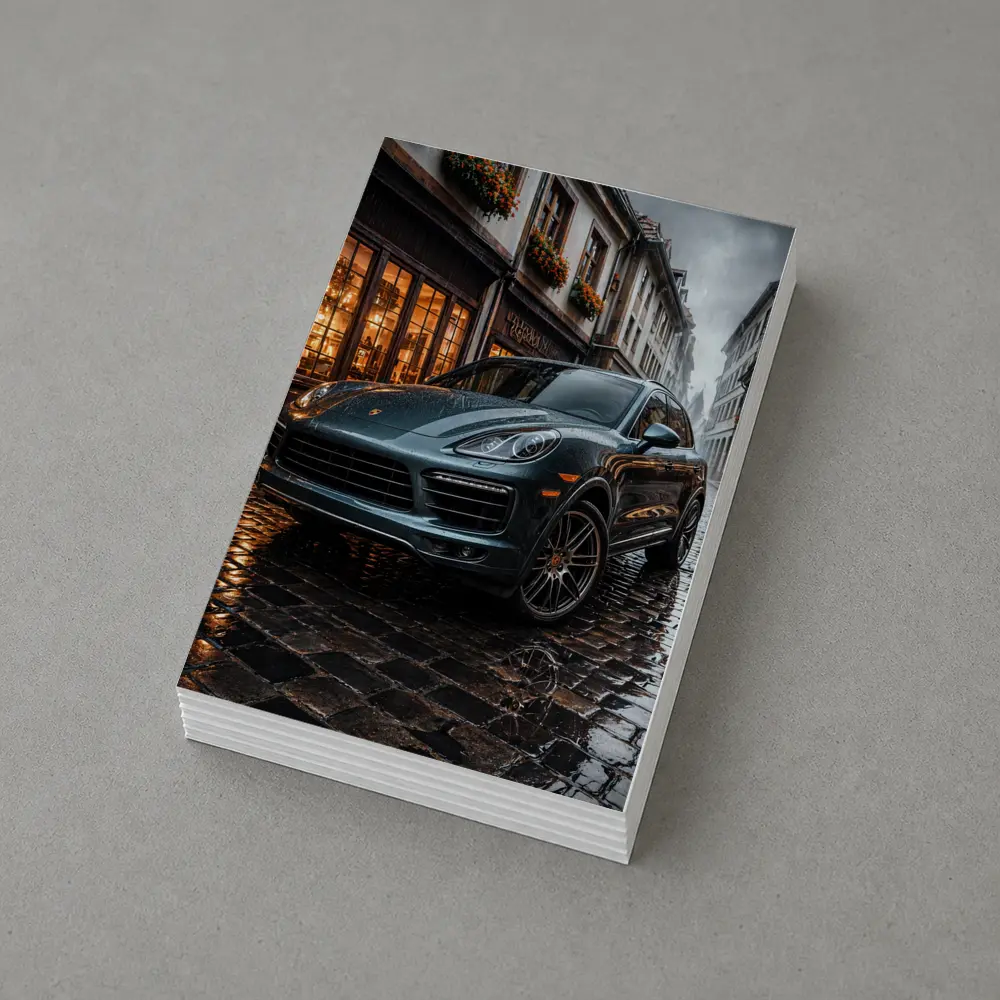 Porsche Cayenne Rainy Cobblestone European Street – Postcards