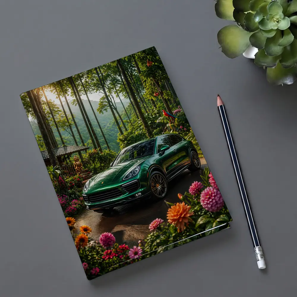 Porsche Cayenne Parked In Lush Forest – Notebooks