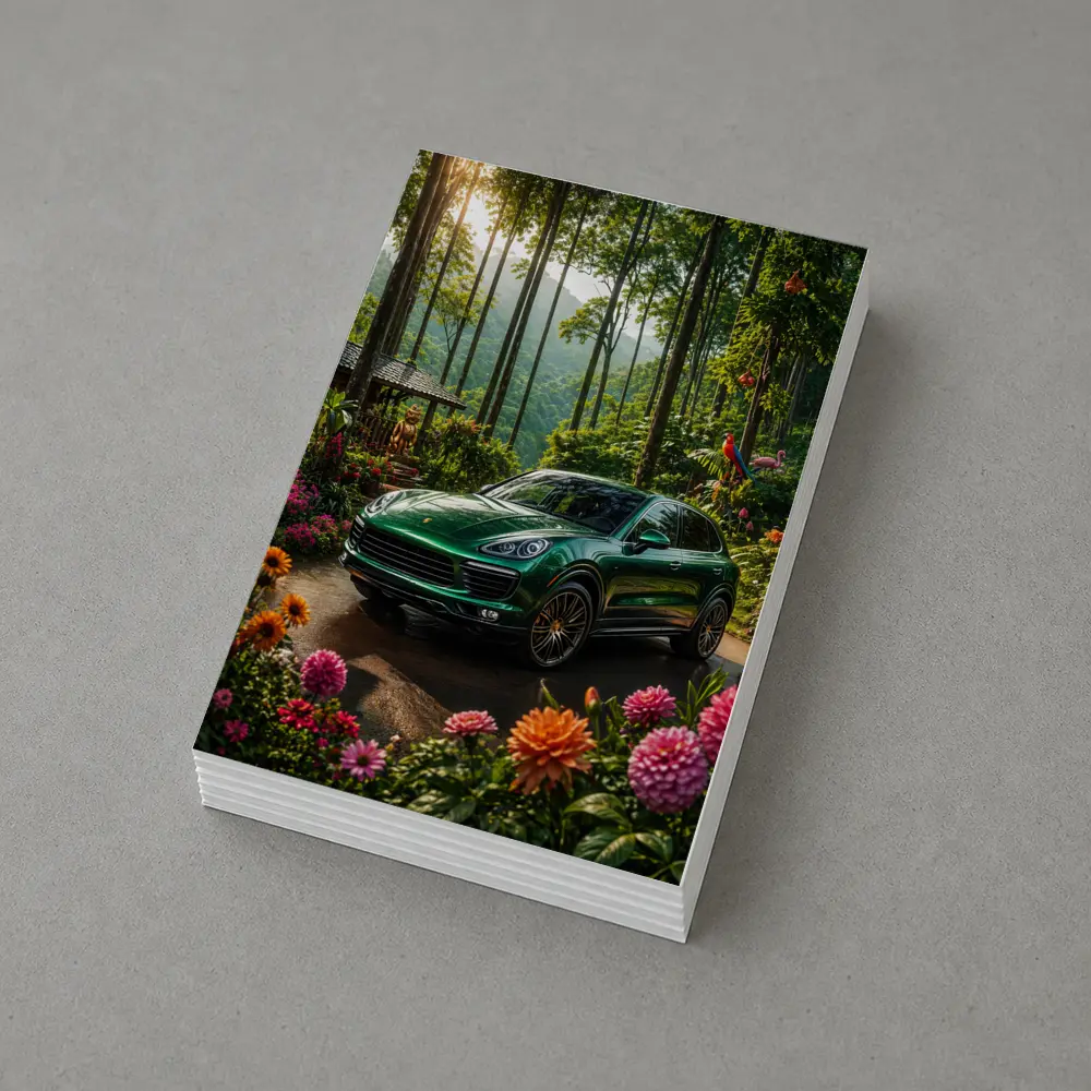 Porsche Cayenne Parked In Lush Forest – Postcards