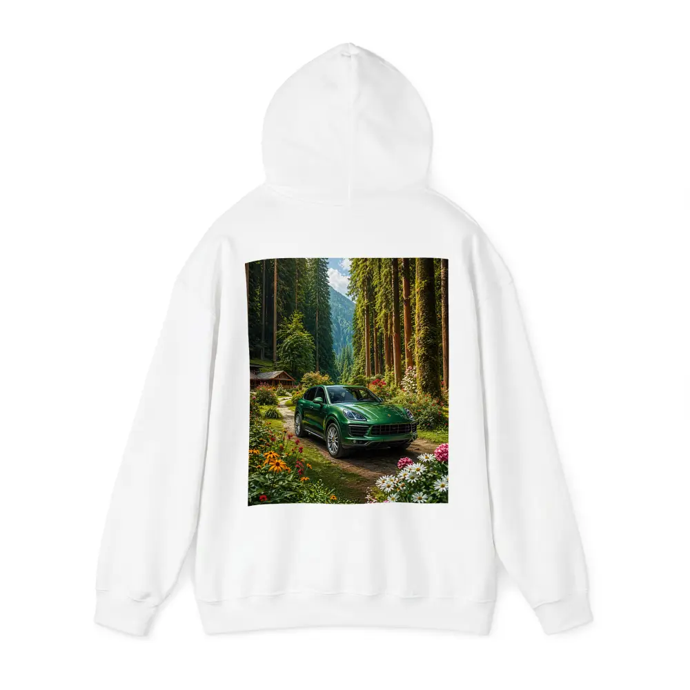 Porsche Cayenne Green SUV Forest Setting – Hoodies