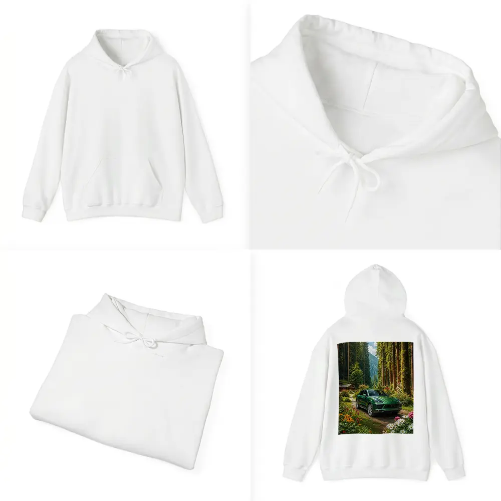 Porsche Cayenne Green SUV Forest Setting – Hoodies
